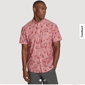 Men's Red Patterned Short Sleeve Shirt